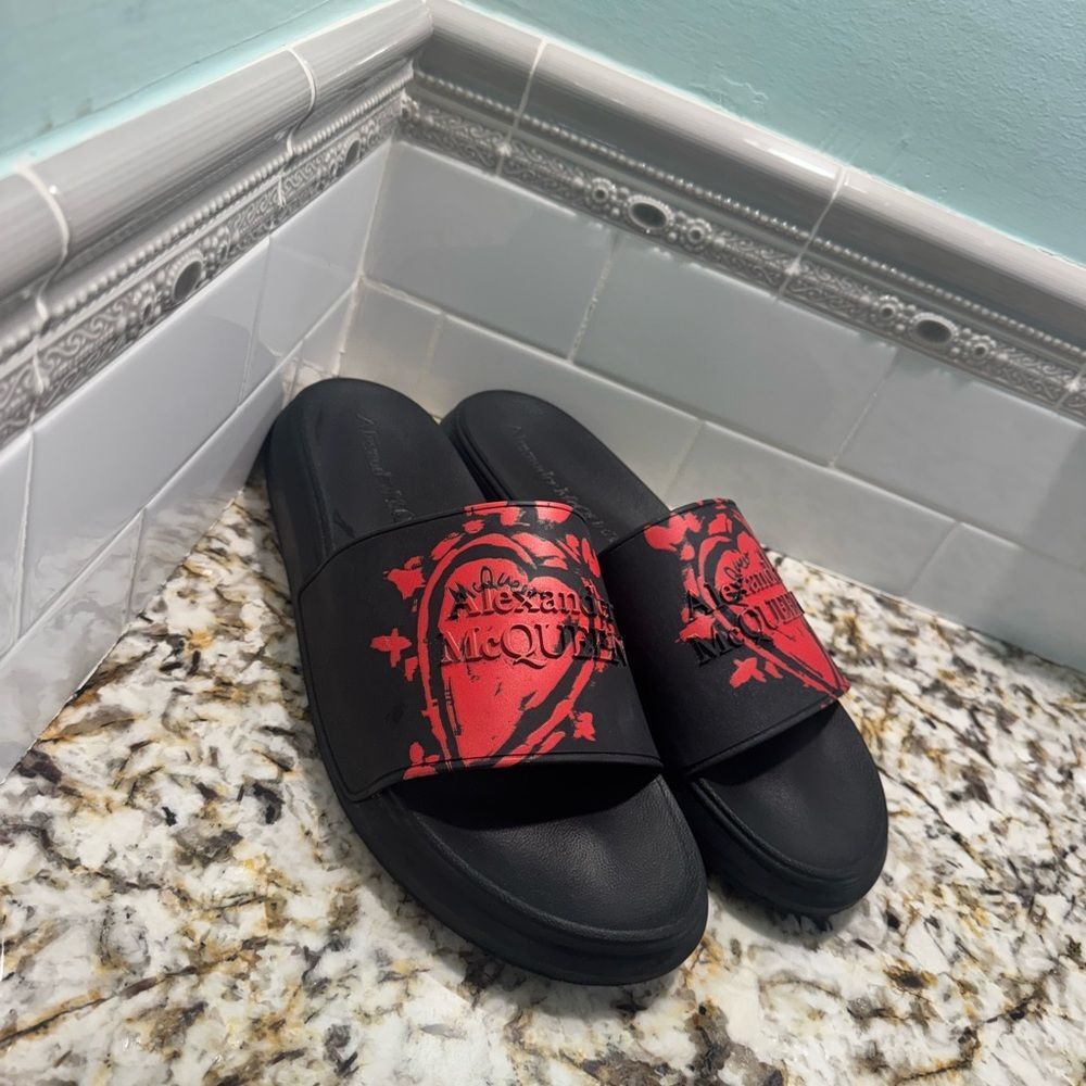 Alexander Mcqueen Black And Red Slides - image 3